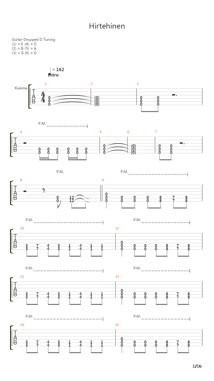 Hirtehinen吉他谱