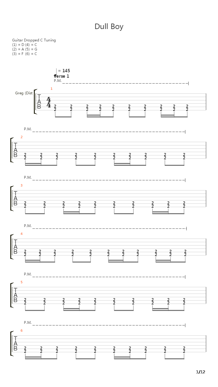 Dull Boy吉他谱