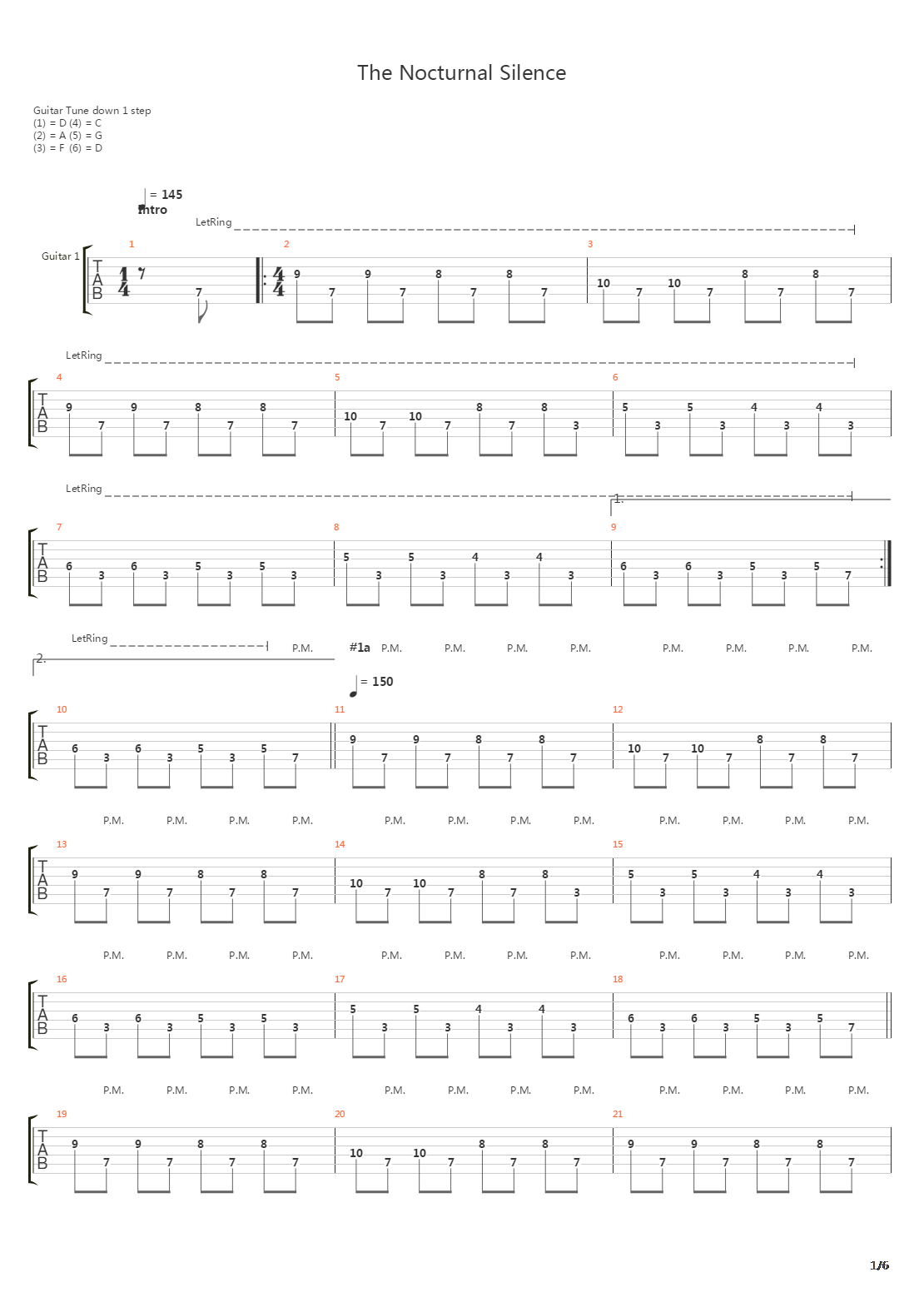 The Nocturnal Silence吉他谱