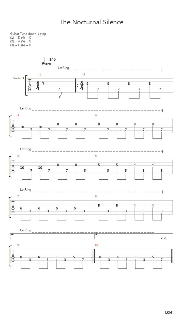 The Nocturnal Silence吉他谱