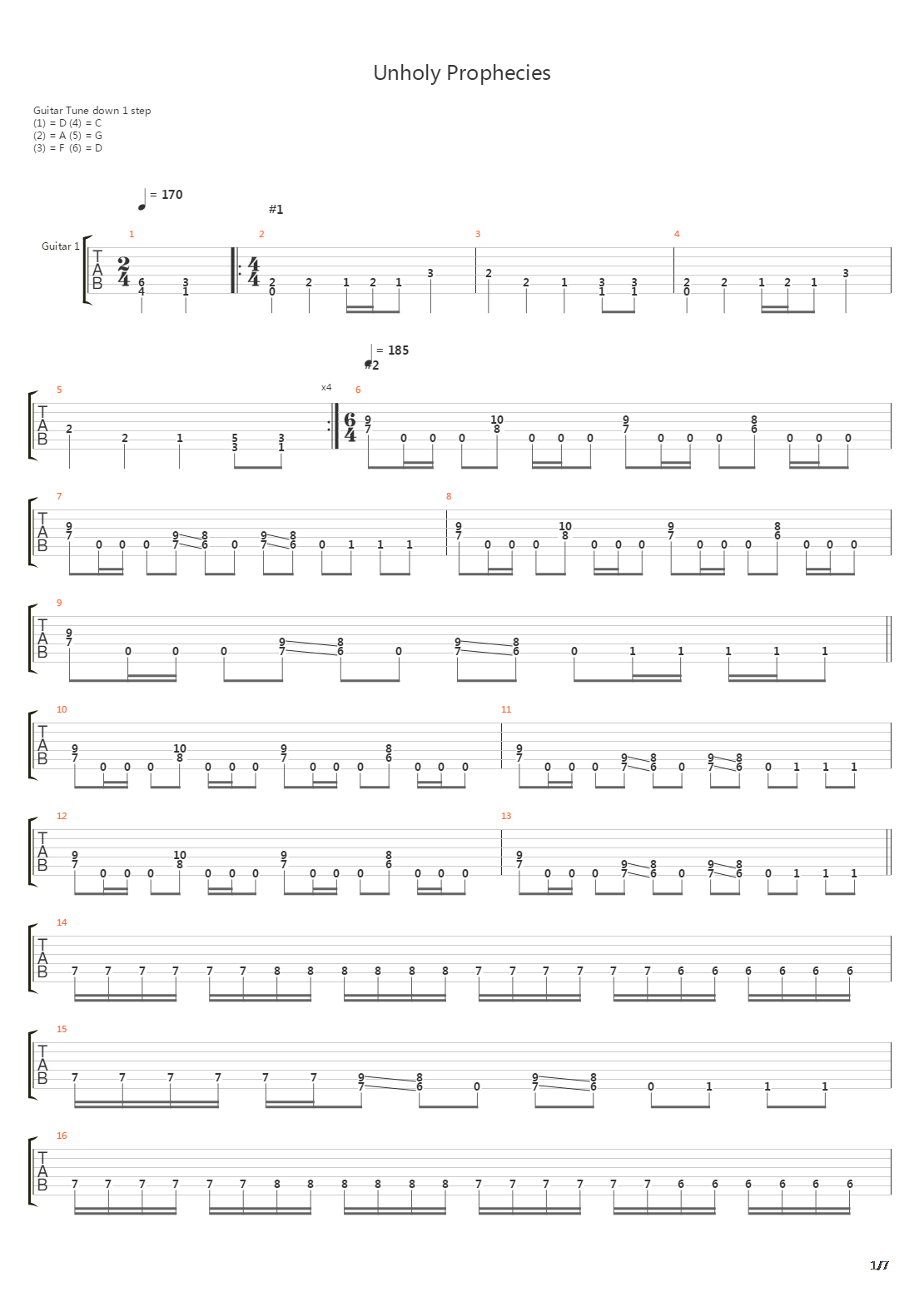 Unholy Prophecies吉他谱