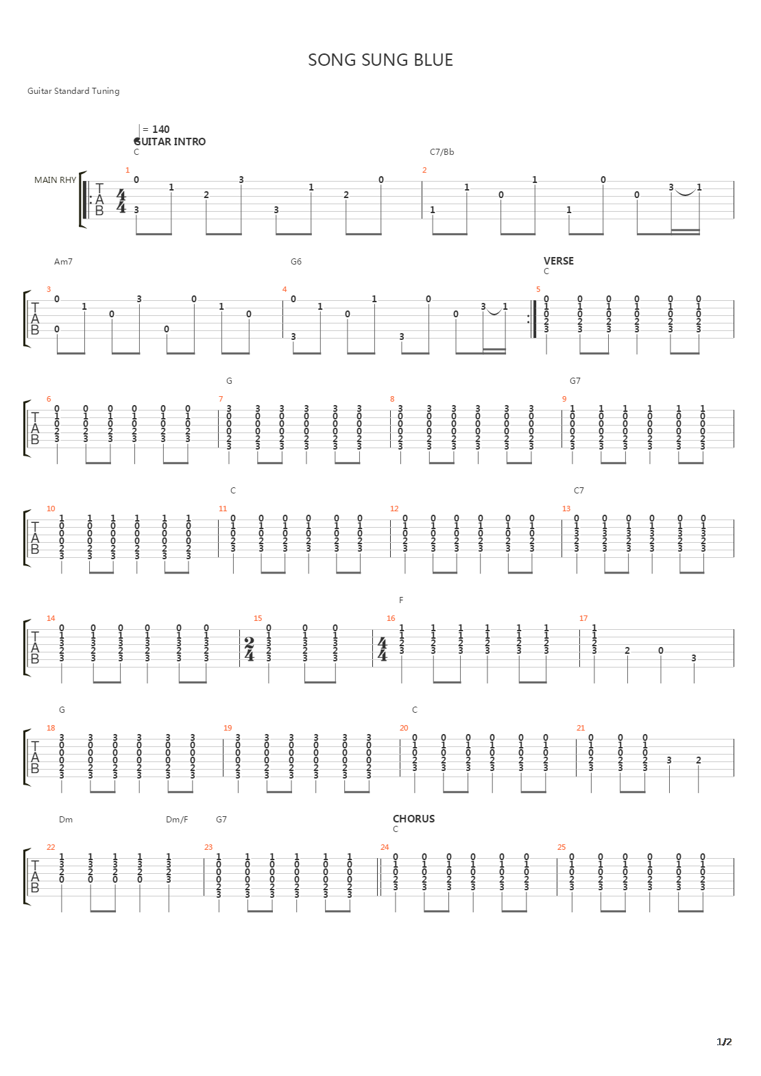 Song Sung Blue吉他谱