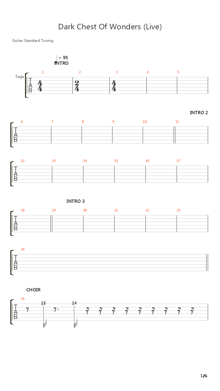 Dark Chest Of Wonders吉他谱