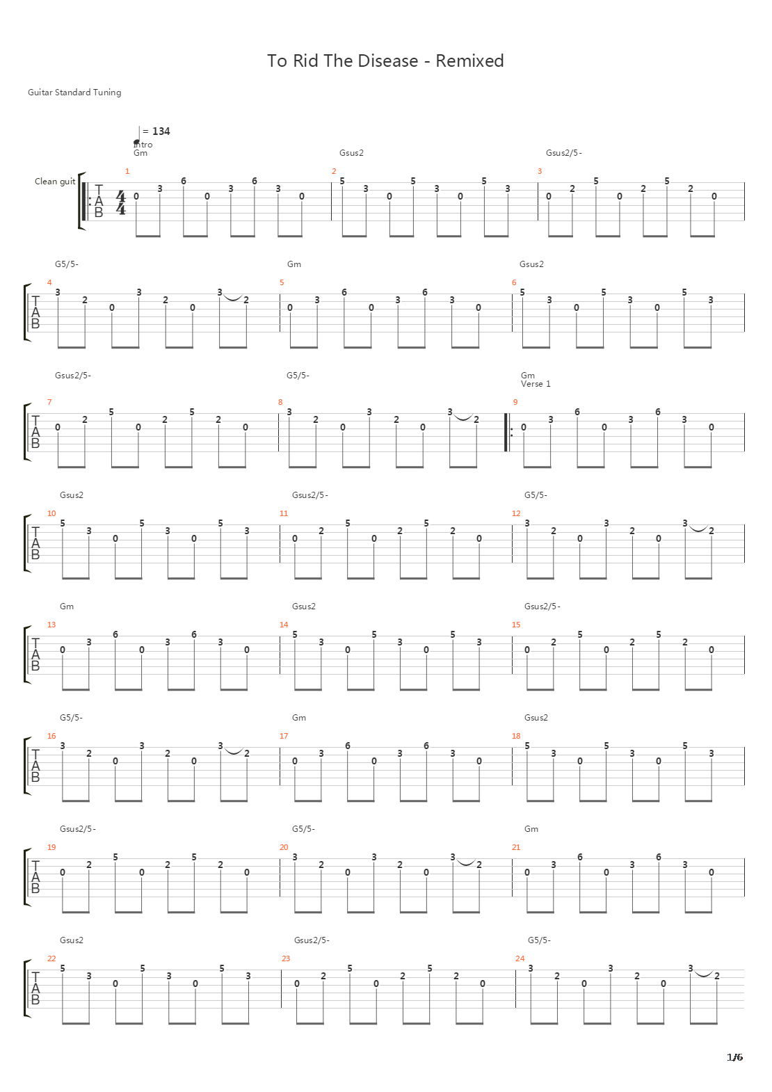 To Rid The Disease吉他谱
