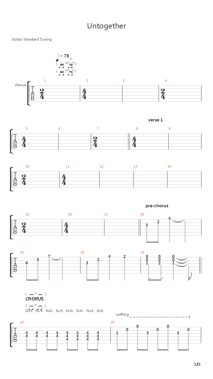 Untogether吉他谱