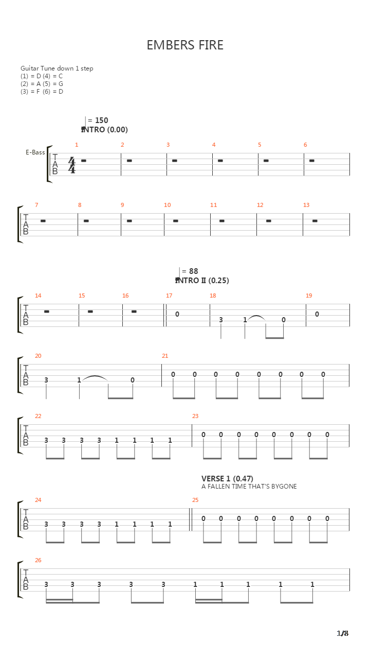 Embers Fire吉他谱