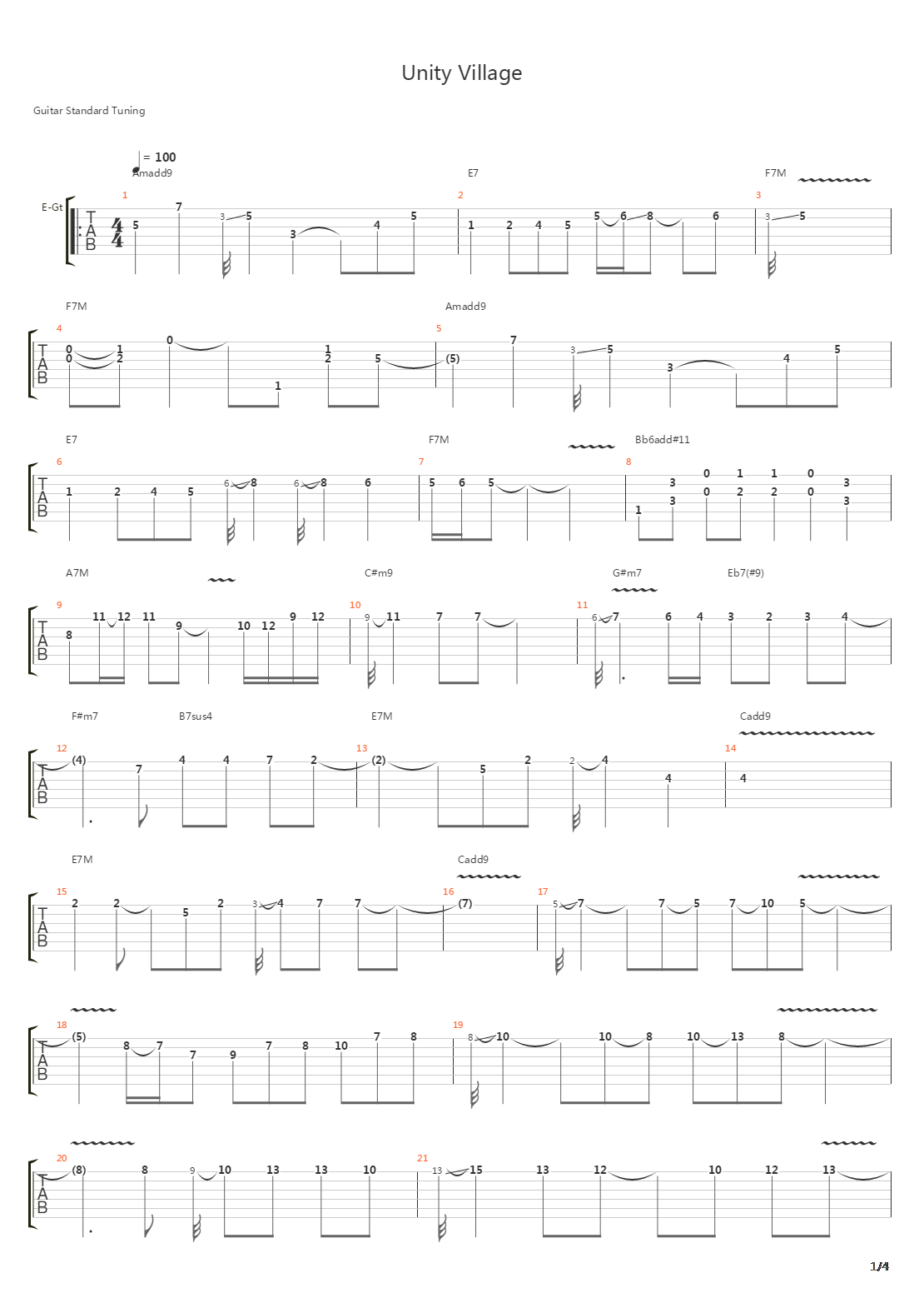 Unity Village吉他谱