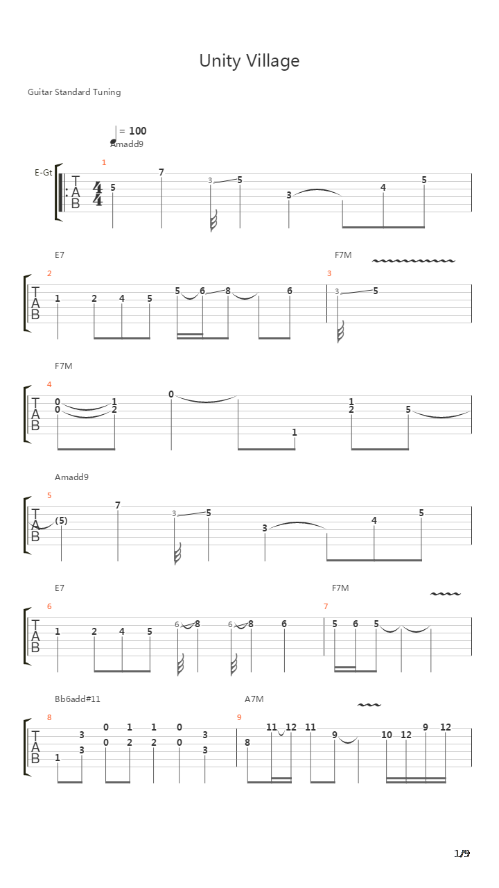 Unity Village吉他谱