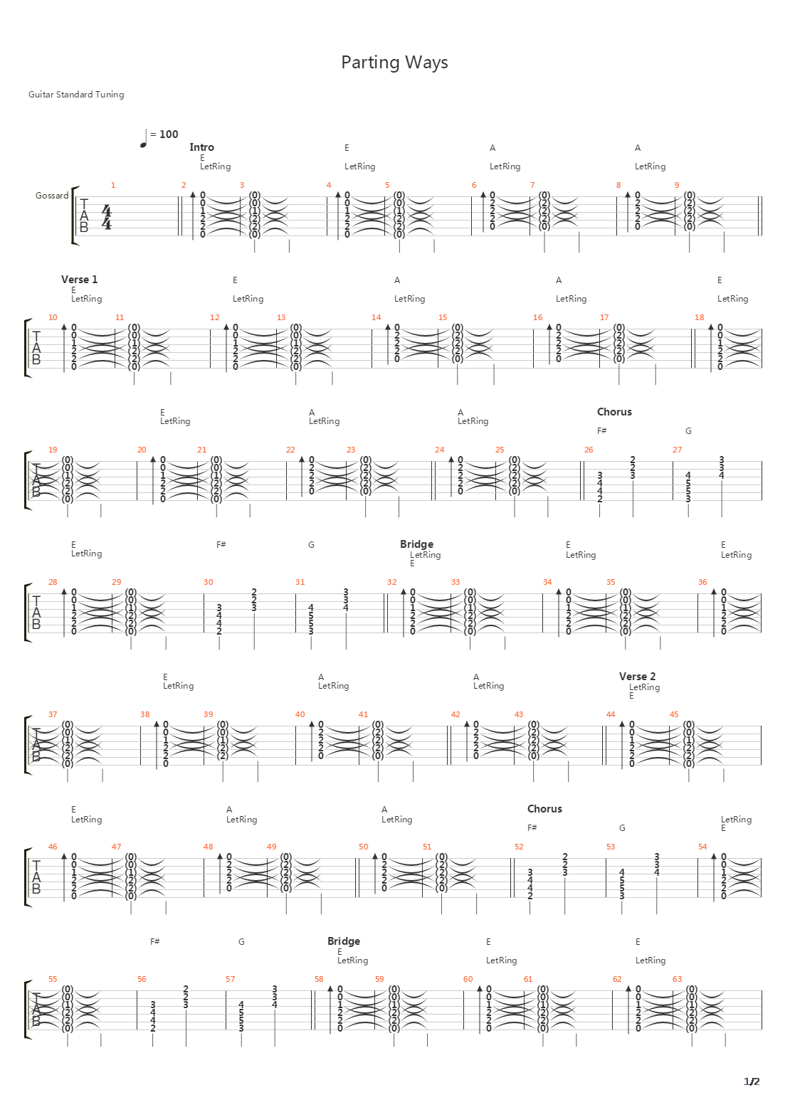 Parting Ways吉他谱