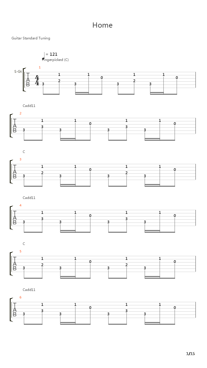 Home吉他谱