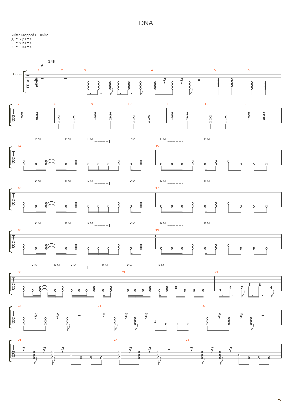 Dna吉他谱