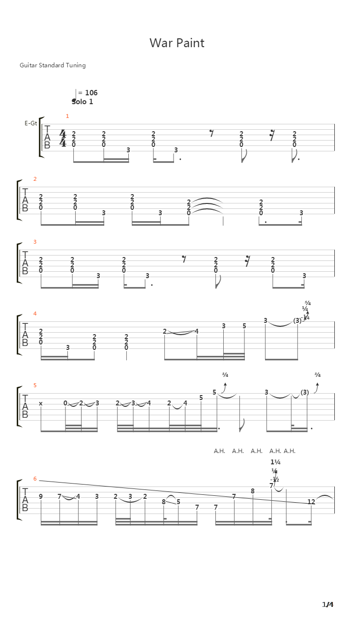 War Paint吉他谱