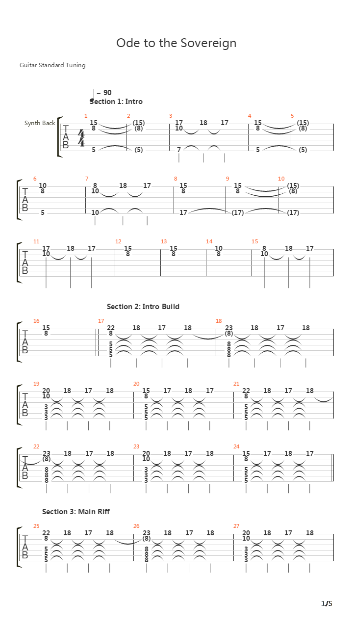 Ode To The Sovereign吉他谱