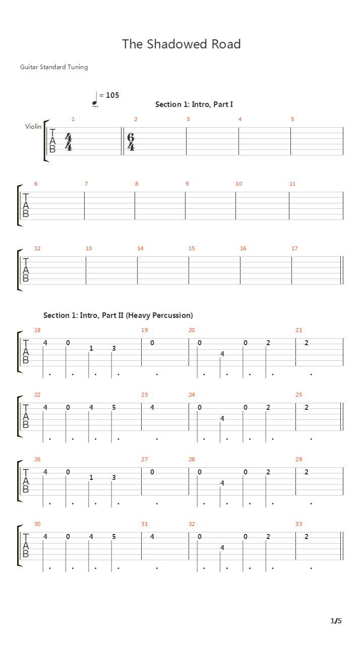 The Shadowed Road吉他谱