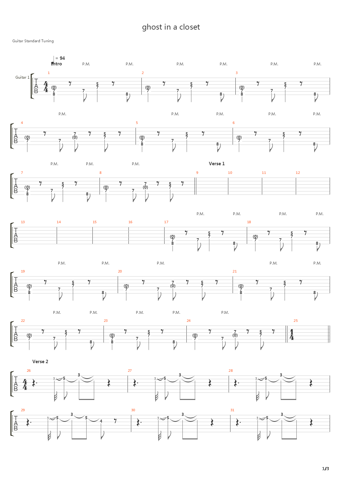 Ghost In A Closet吉他谱