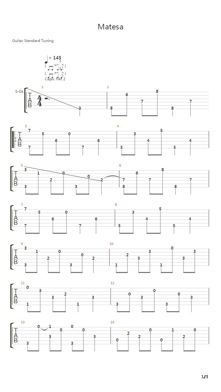 Matesa吉他谱