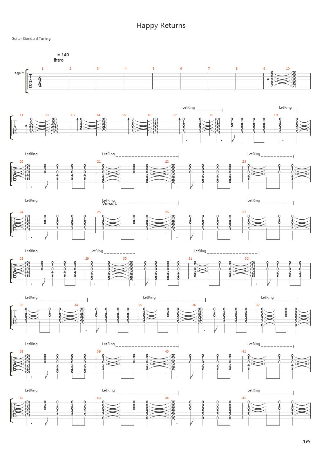 Happy Returns吉他谱