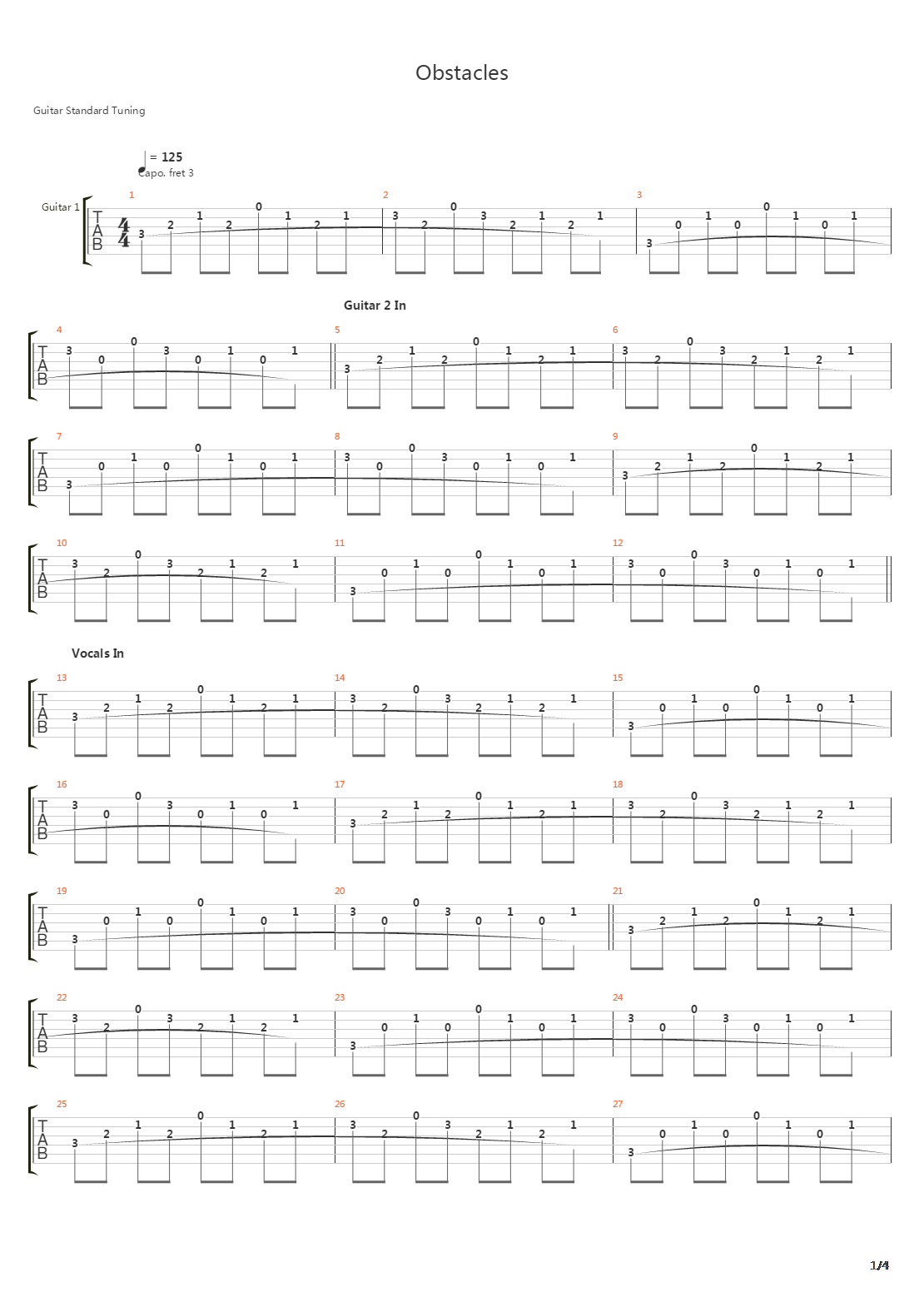 Obstacles吉他谱