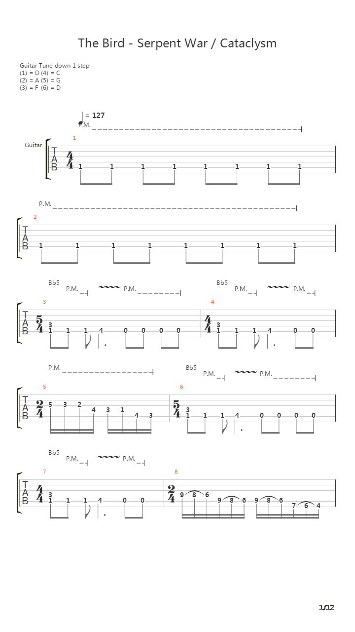 The Bird Serpent War Cataclysm吉他谱