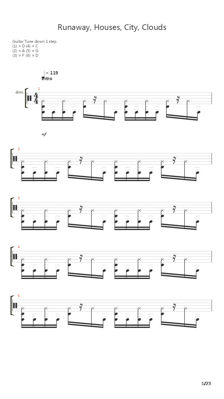 Runaway Houses City Clouds吉他谱