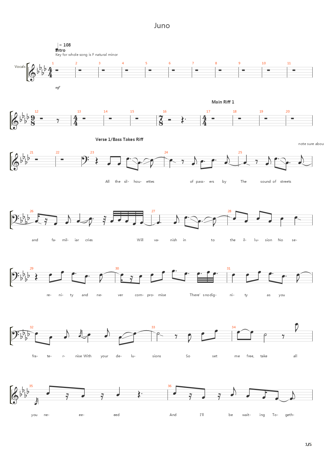 Juno吉他谱