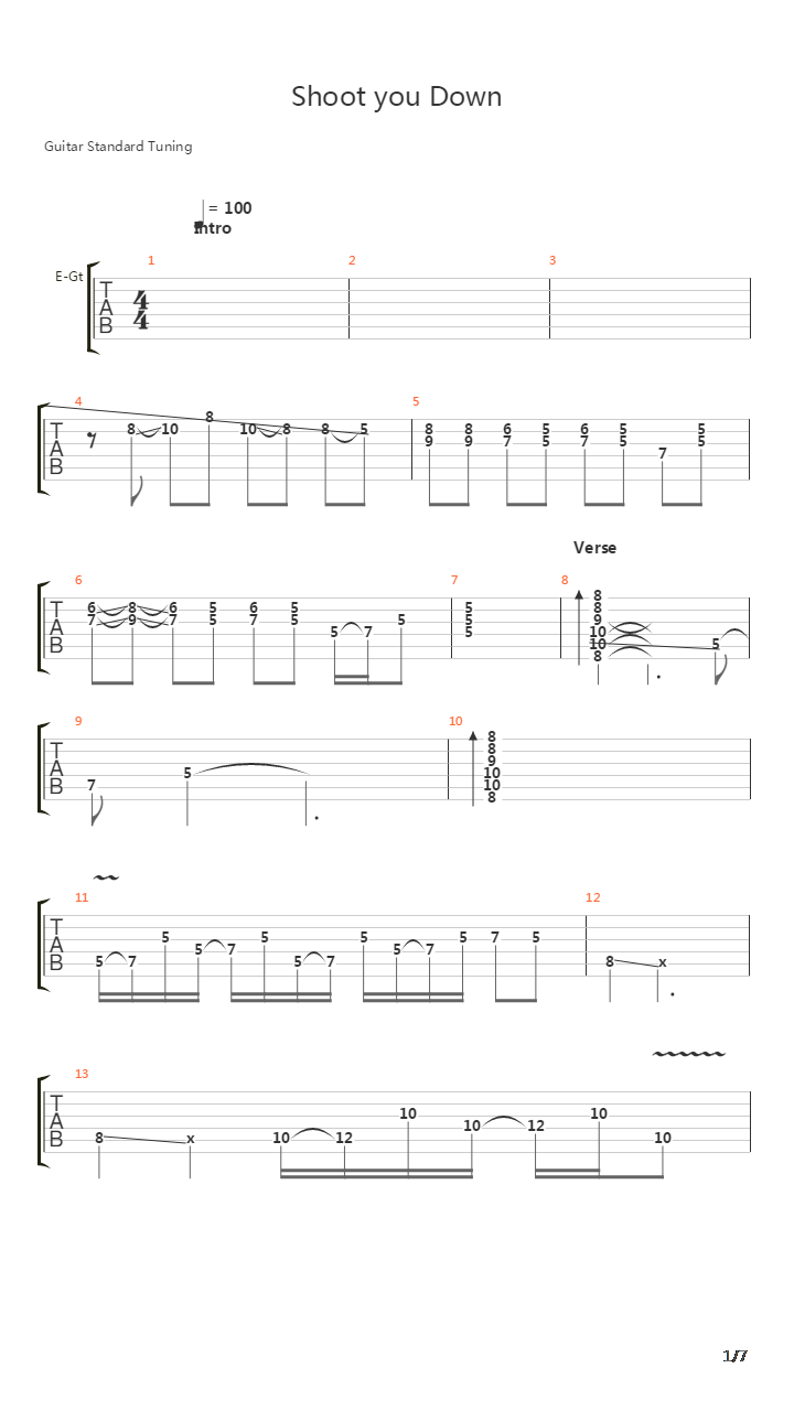 Shoot You Down吉他谱