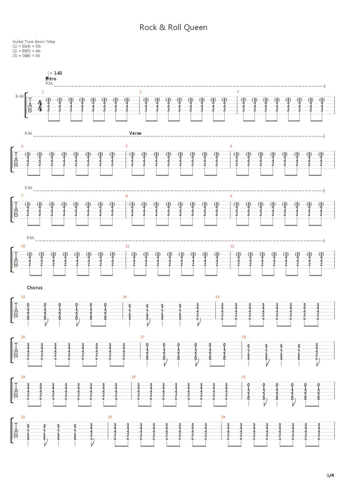Rock And Roll Queen吉他谱