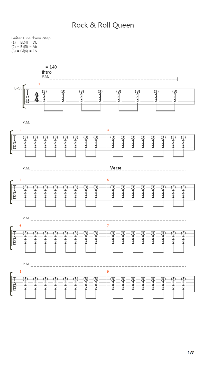 Rock And Roll Queen吉他谱