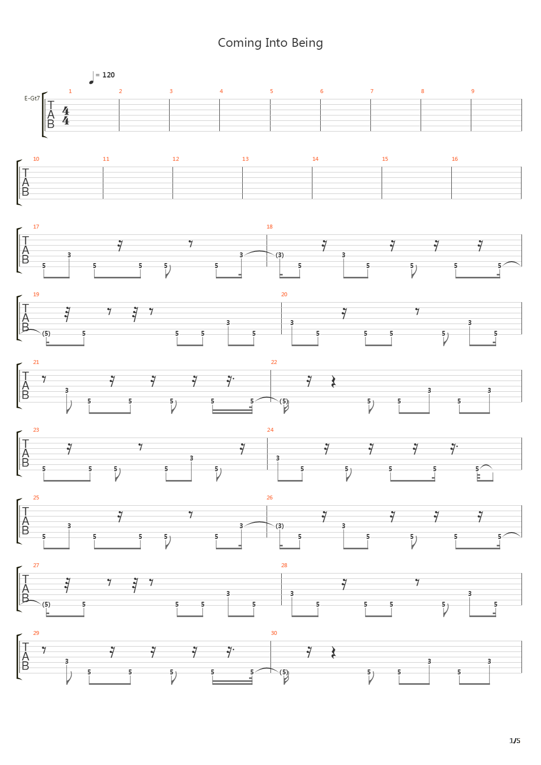 Coming Into Being吉他谱