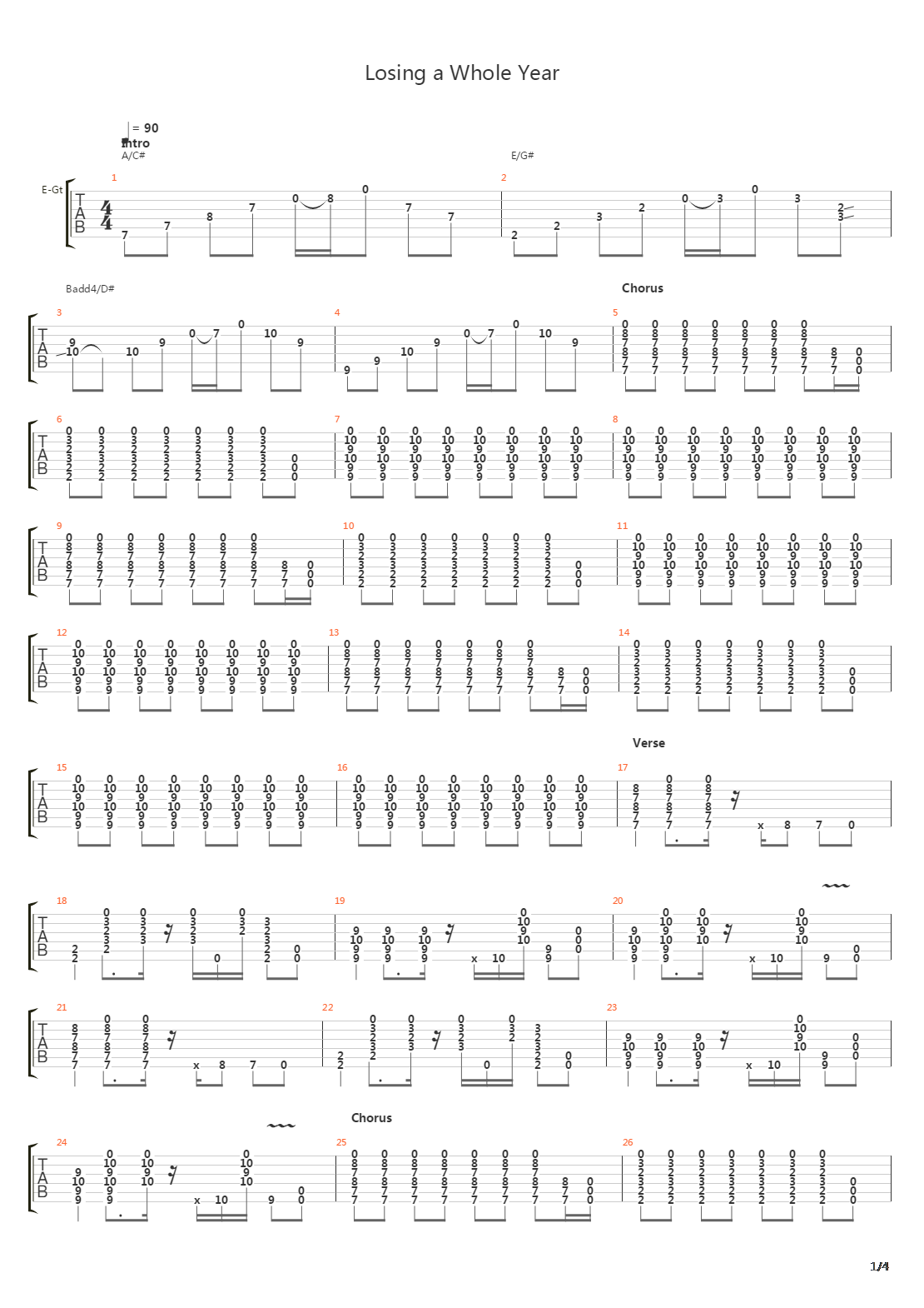Losing A Whole Year吉他谱