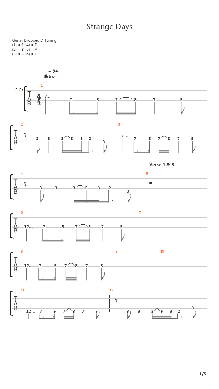 Strange Days吉他谱