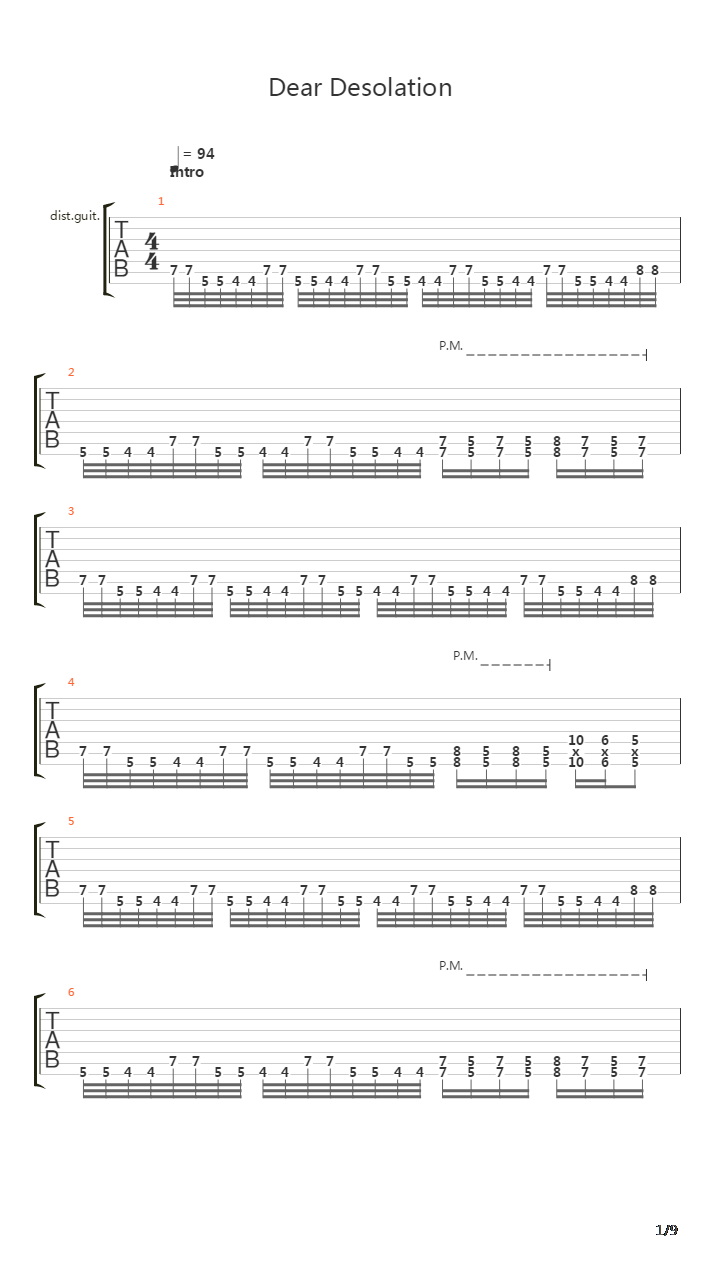 Dear Desolation吉他谱