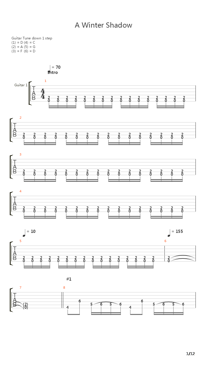 A Winter Shadow吉他谱
