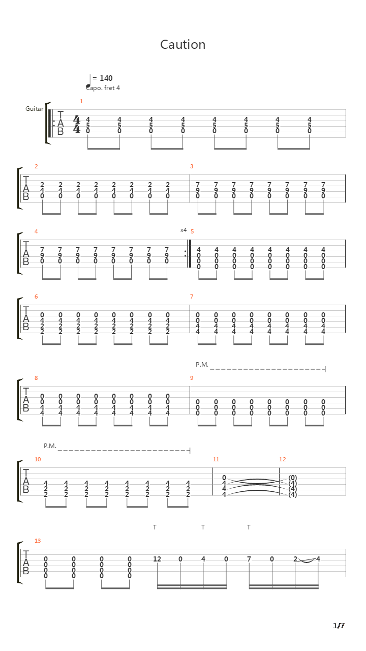 Caution吉他谱