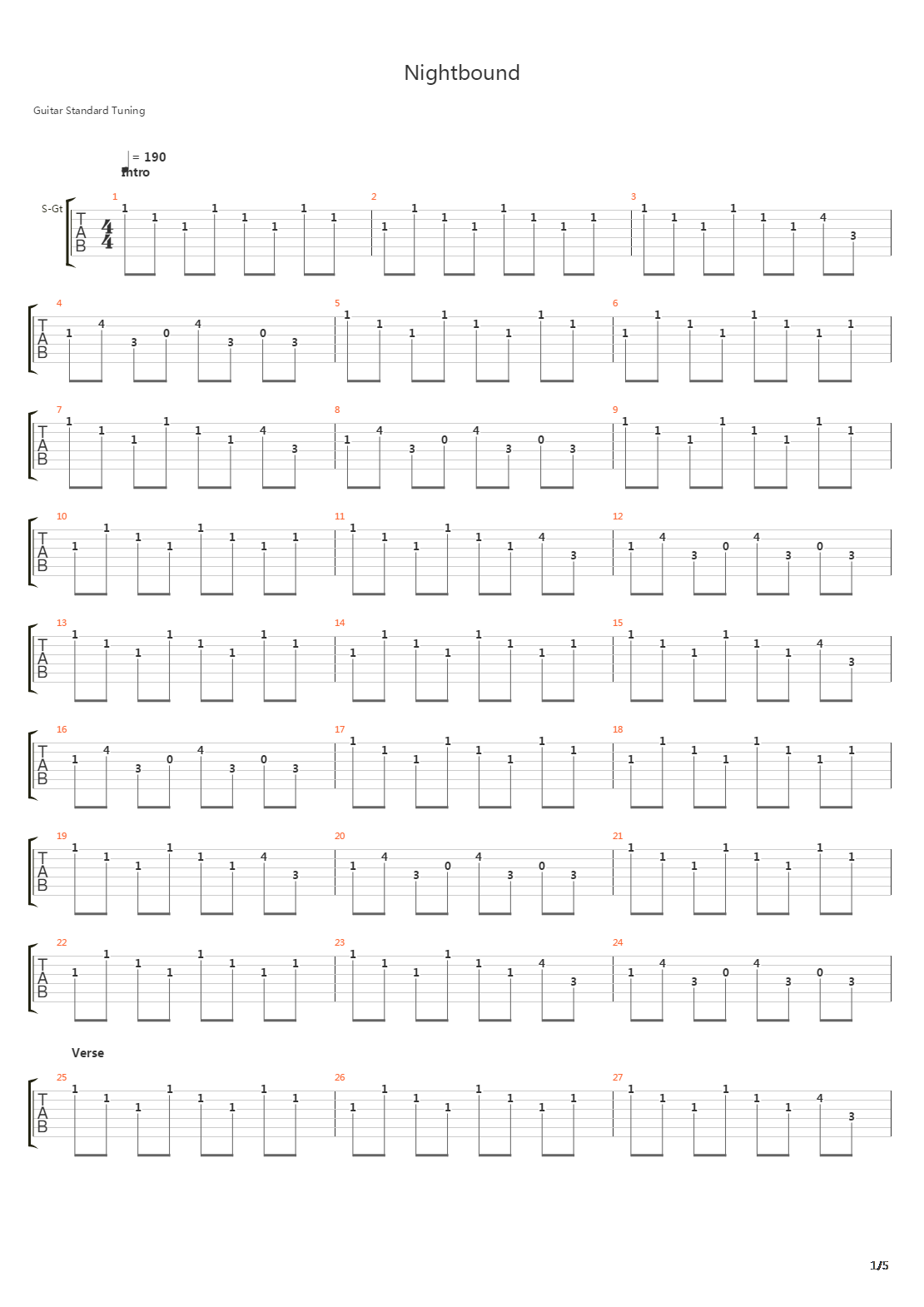 Nightbound吉他谱