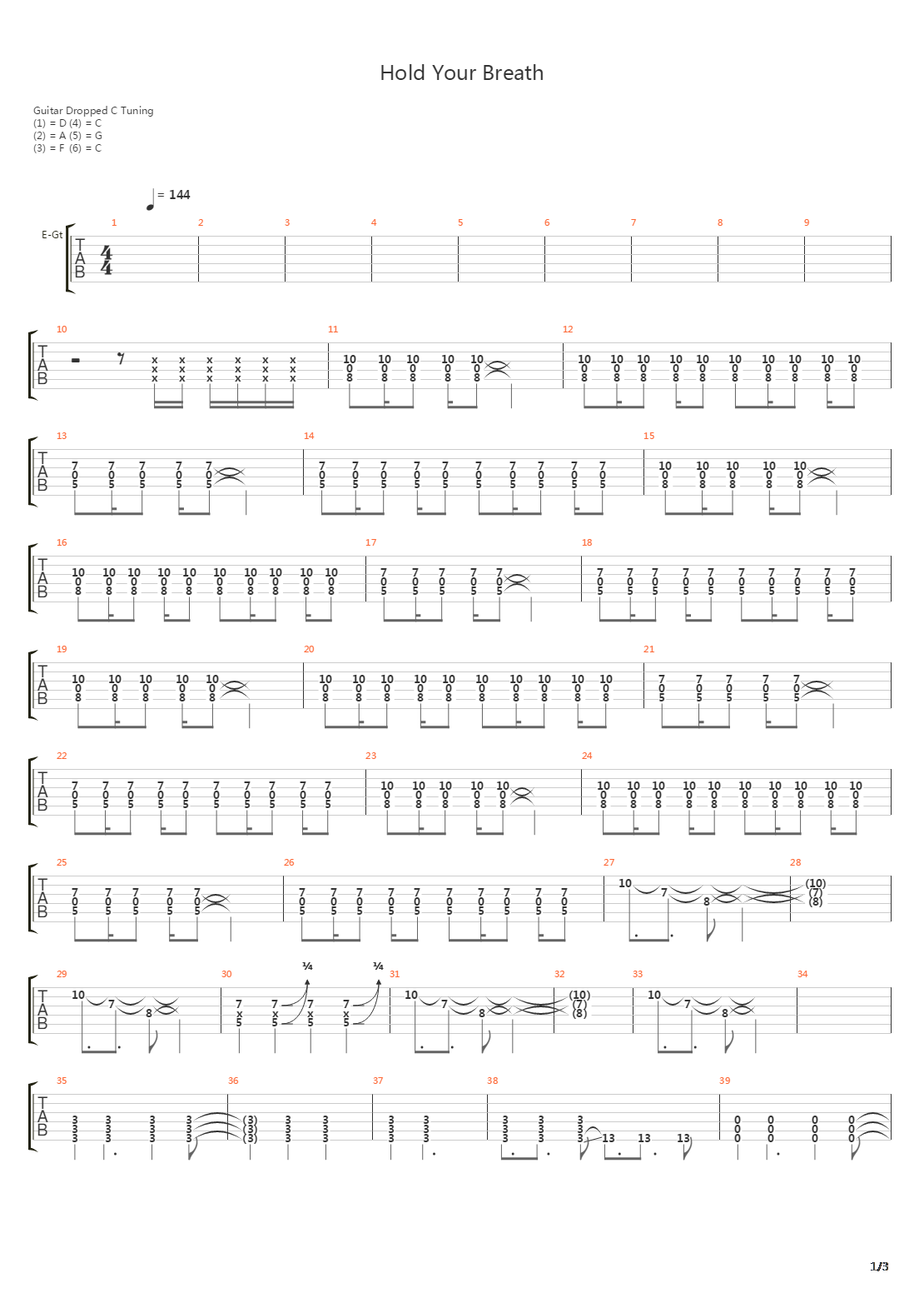 Hold Your Breath吉他谱