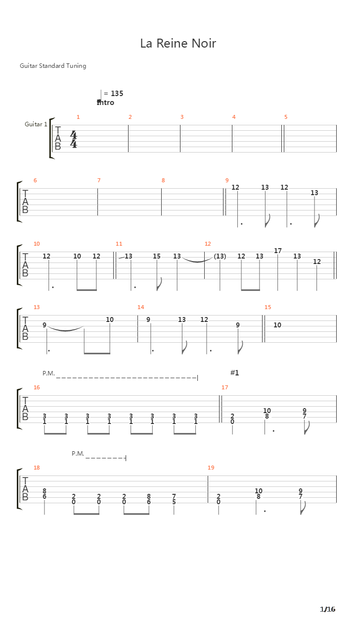La Reine Noir吉他谱