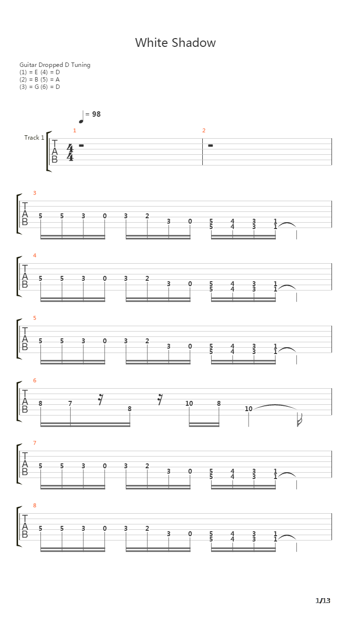 White Shadow吉他谱