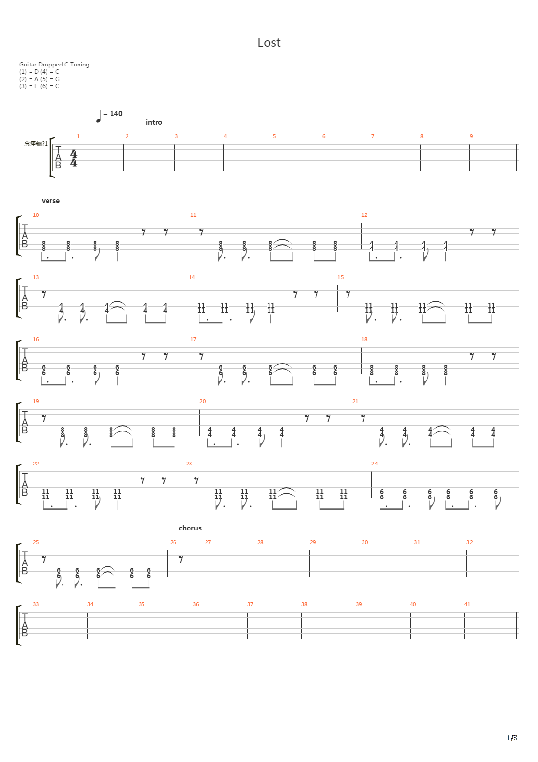 Lost吉他谱