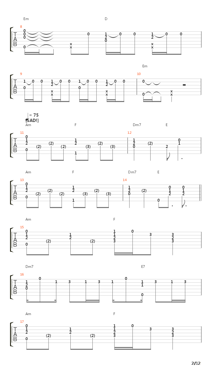 10 Songs吉他谱