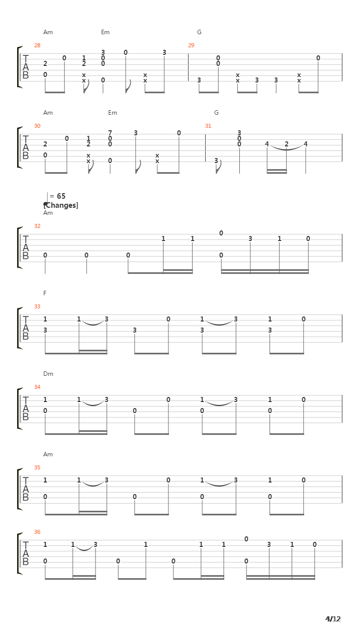 10 Songs吉他谱