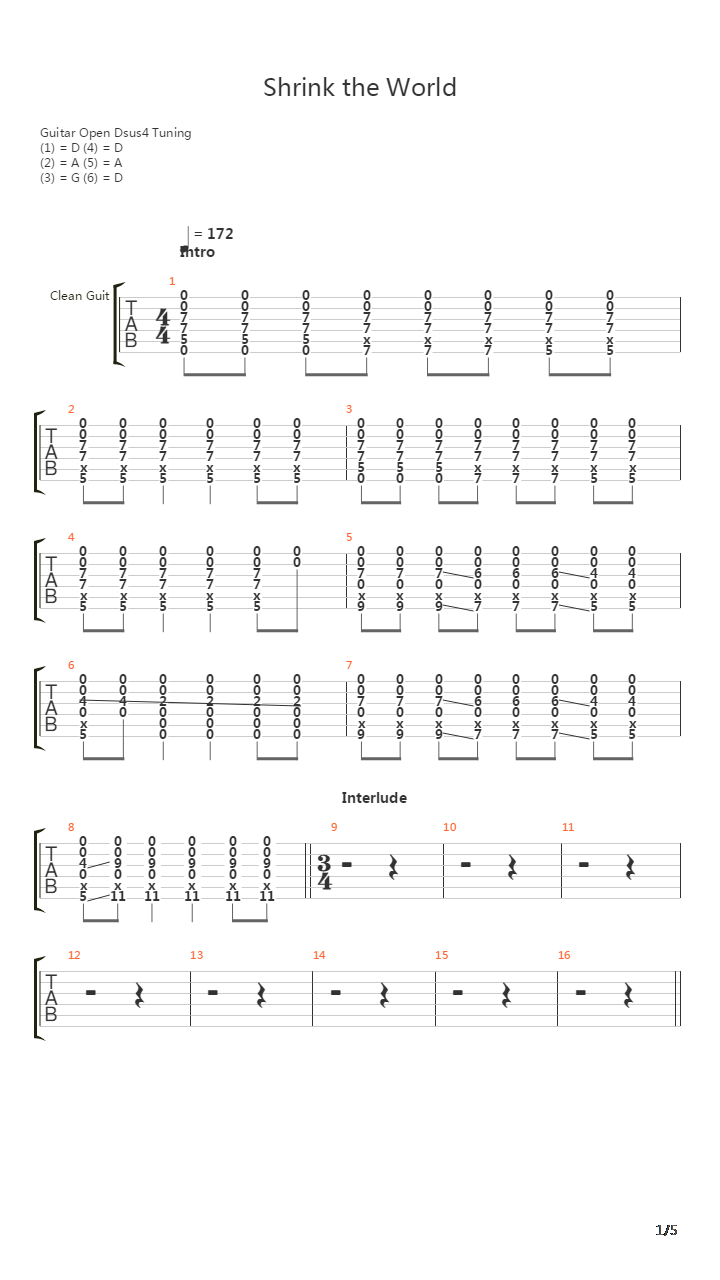 Shrink The World吉他谱
