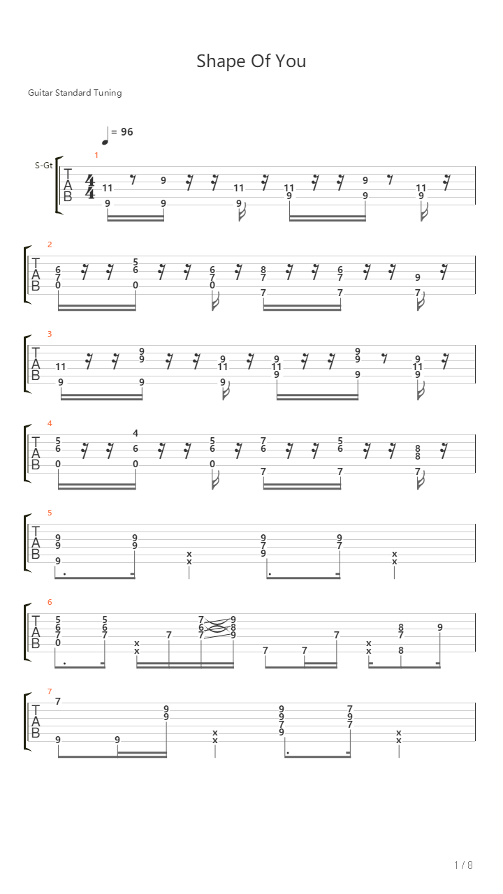 Shape Of You(郑成河版本，更新）吉他谱
