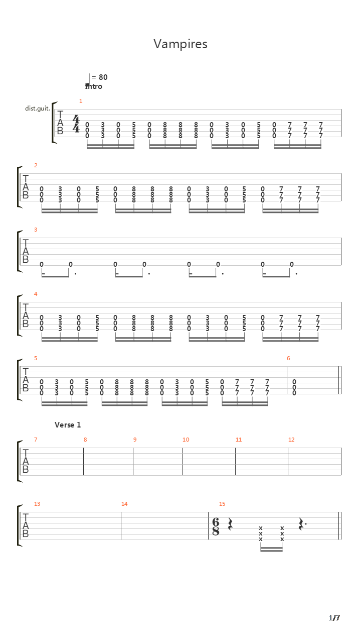 Vampires吉他谱