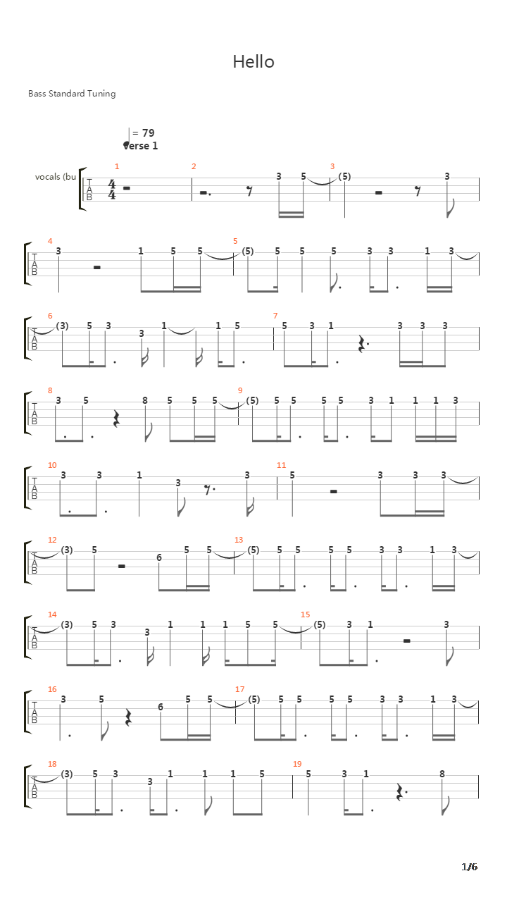 Hello吉他谱