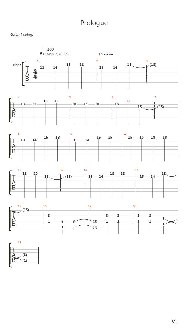 Prologue吉他谱