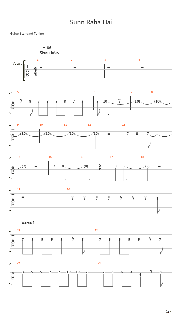 Sunn Raha Hai Na Tu吉他谱