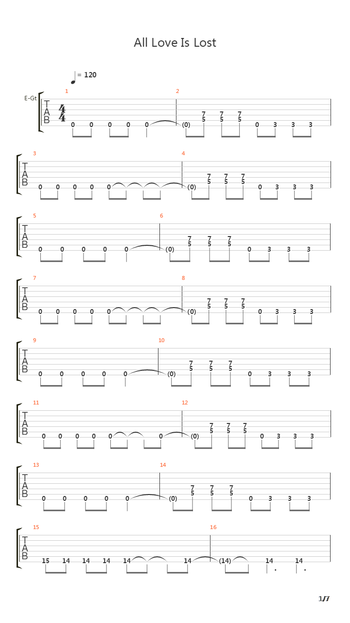 All Love Is Lost吉他谱