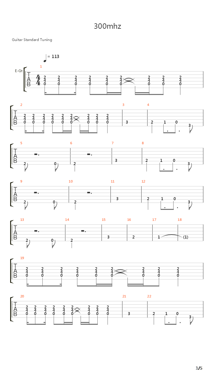 300Mhz吉他谱