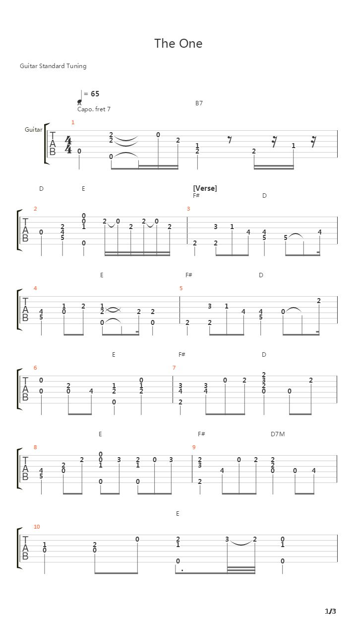 The One吉他谱
